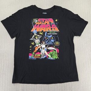 Star Wars Shirt Mens XL Black Retro Darth Vader Graphic Mad Engine Crew Neck
